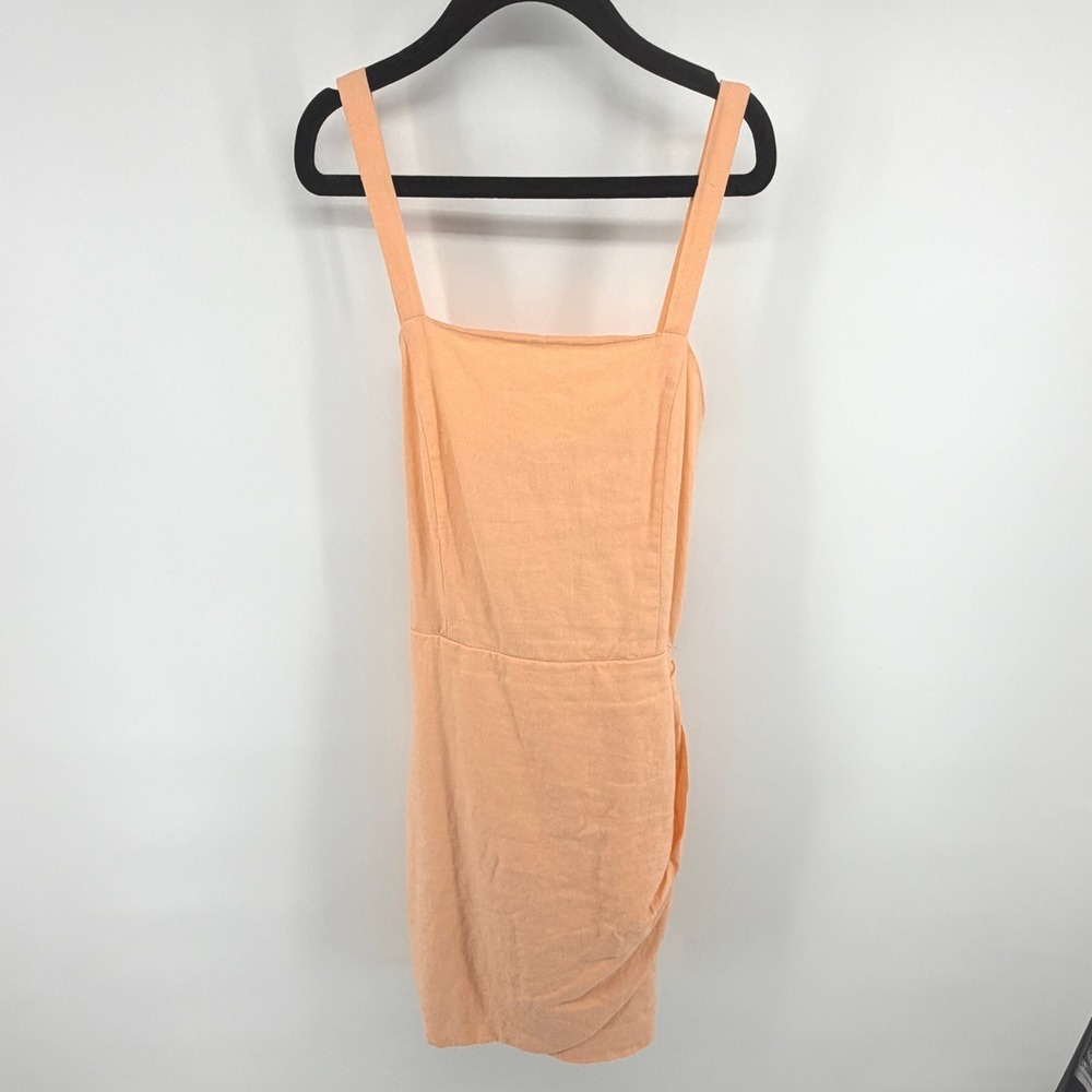 GB Girls Dress Linen Blend Faux Wrap 14 Peach Orange Girls Summer Mini Dress